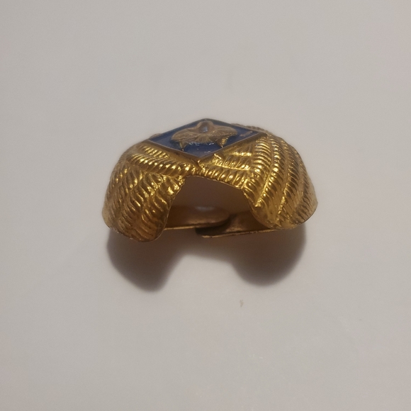 Boy Scout Cub Scout Wolf Blue Gold Tone Neckerchief Scarf Slide VTG - Picture 4 of 12